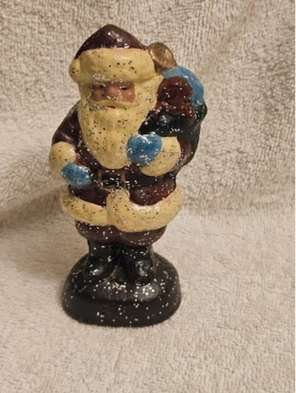 Vintage Department 56 Santa Claus Figurine Heavy Metal Cast Iron Toy Snow  5"